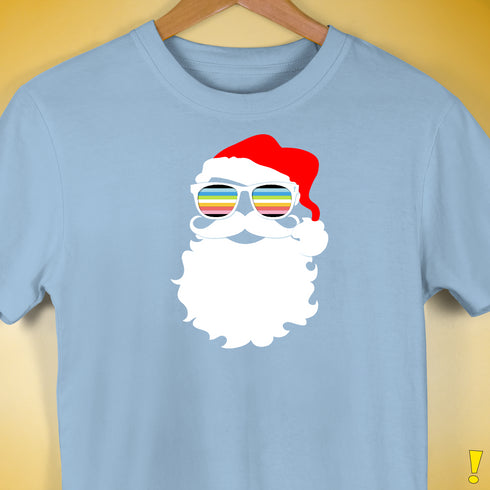 Santa’s Queer Pride Flag Shades Premium Unisex T-Shirt - Baby Blue